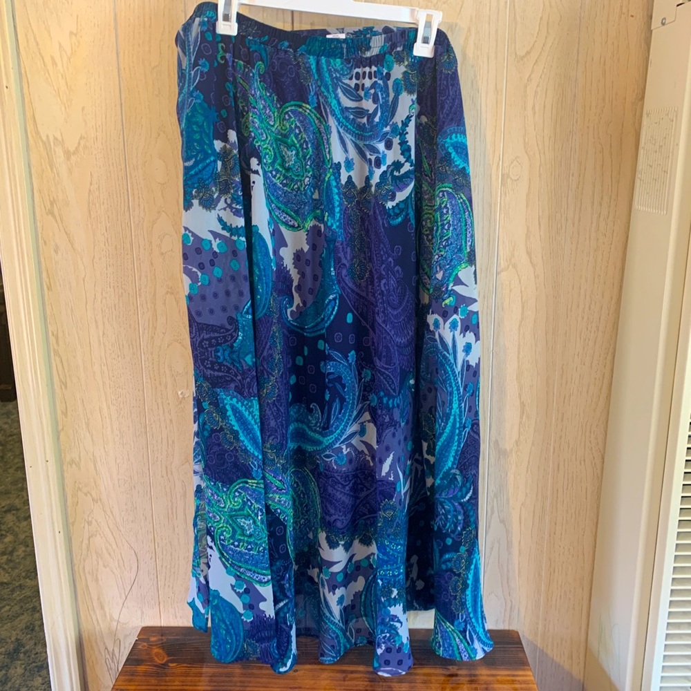 Long Skirt , paisley blues , lightweight